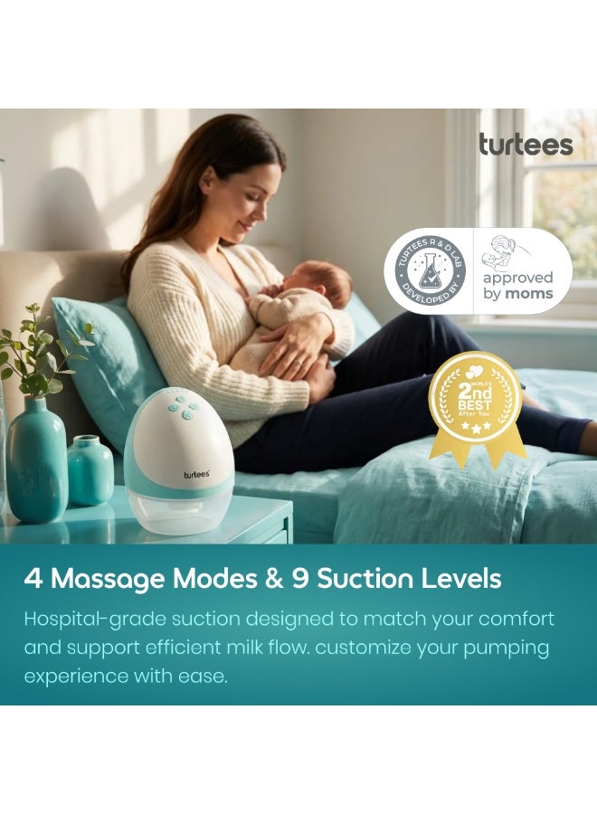 Turtees Electric Breast Pump with Heating Therapy | Natural Expression | 360° Warm Compress | 4 Modes & 9 Levels | 2000mAh Rechargeable - Image 4